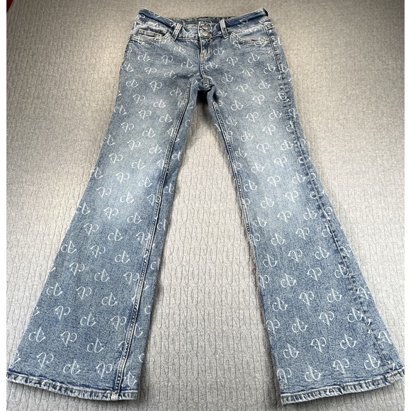 Flare BootCut Women (6/28x31) Black Pink H&M disco rock 'n' roll blue jean pants - Picture 1 of 12